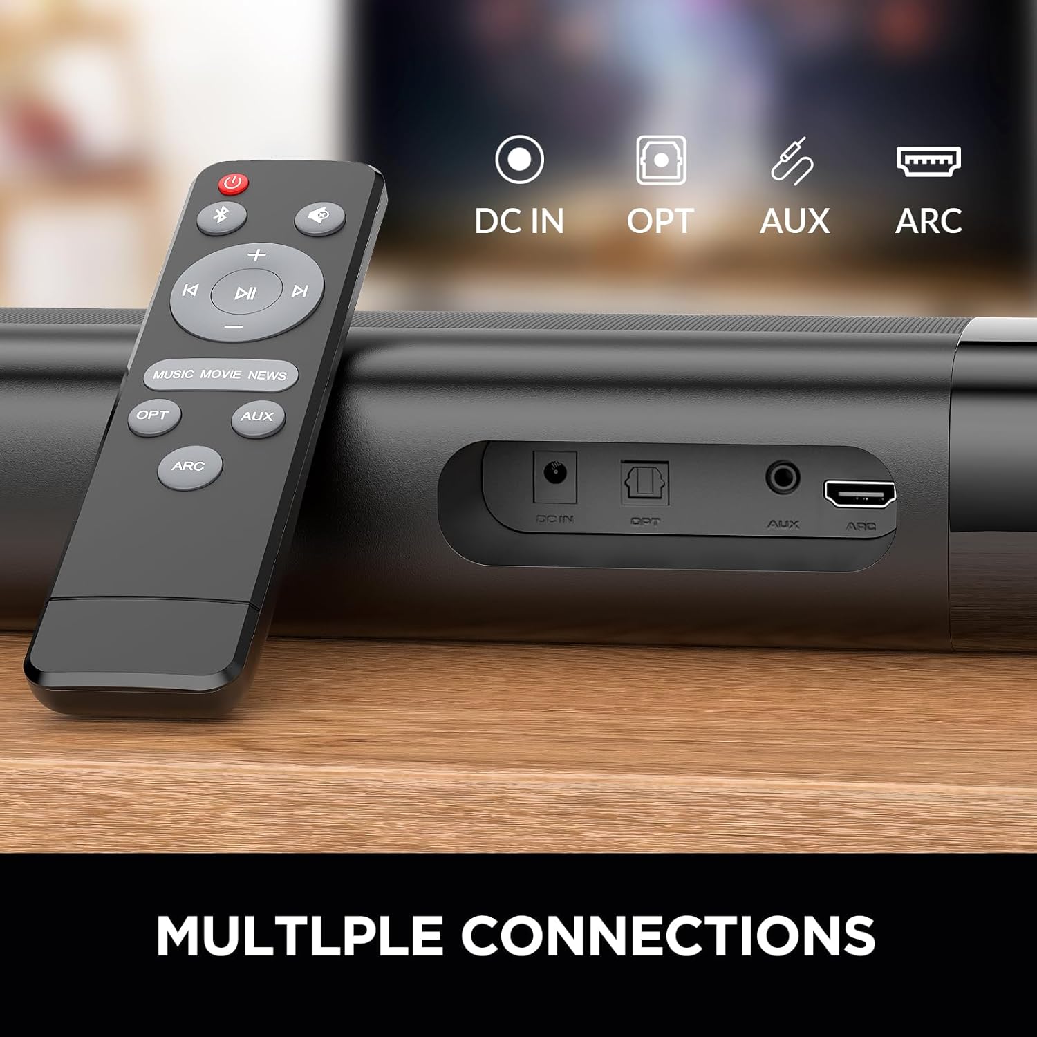 Assistrust KY-2023 Sound Bar – 80W, Bluetooth, ARC, Detachable (Black)